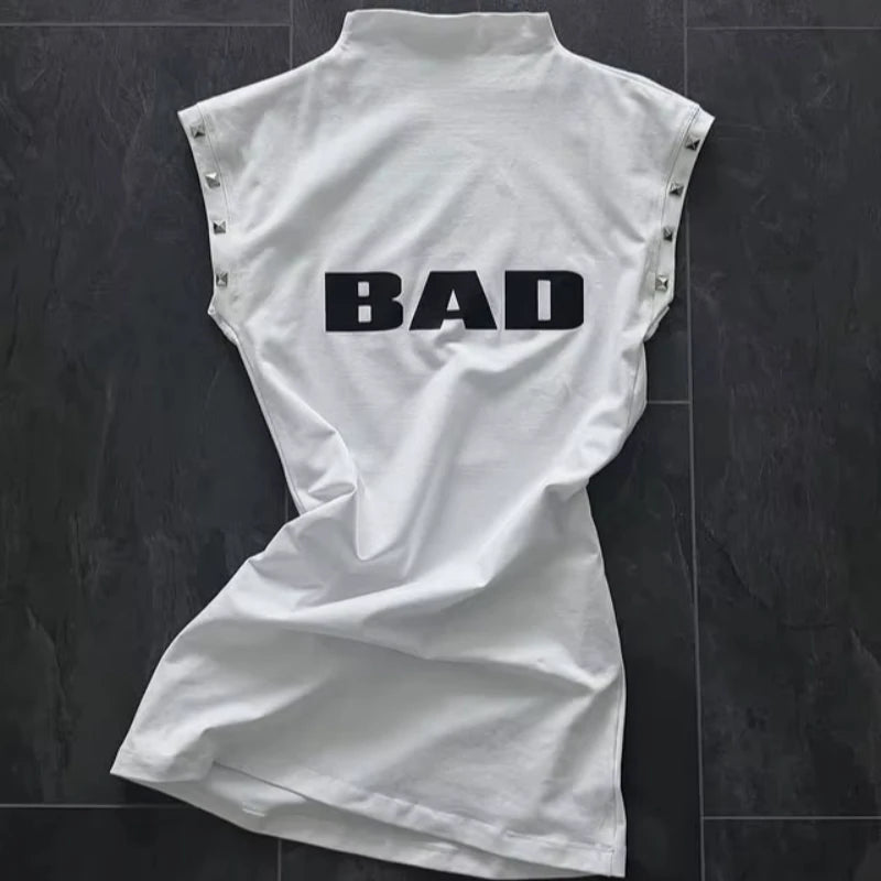 Summer New Arrival American Style Sexy Streetwear Letter Printed Sleeveless Tank Top Short Dress For Women