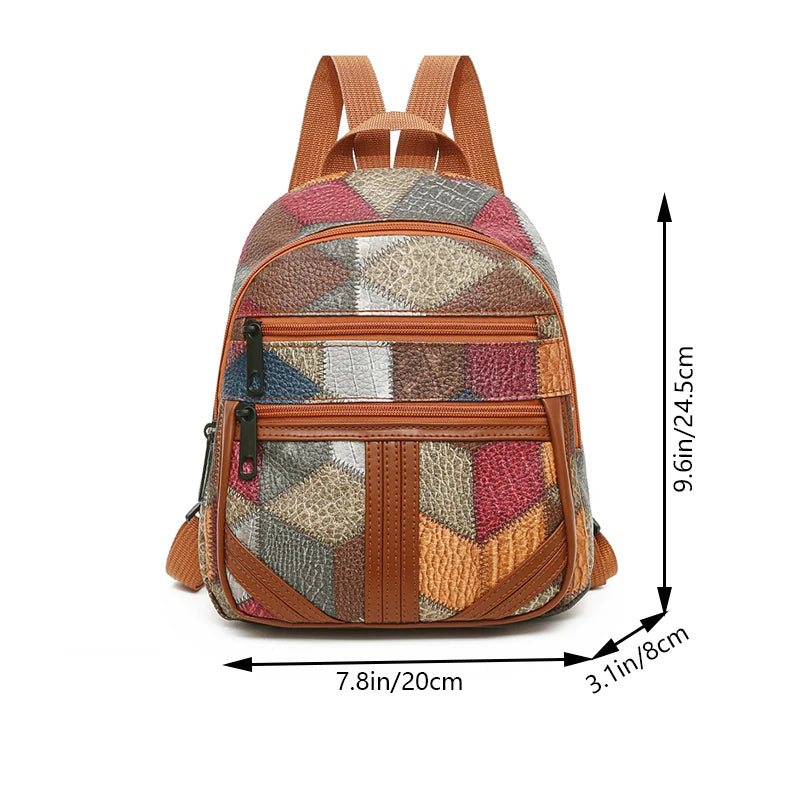 Men's and Women's Durable Shoulder Backpacks - Versatile Patchwork Style Fashion Casual Backpack for Traveling