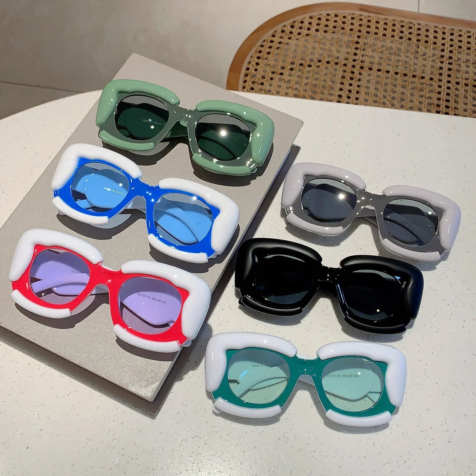 KAMMPT Square Women Sunglasses 2023 New Oversized Cloud Shape Rim Shades Ins Trendy Luxury Brand Design UV400 Protection Eyewear BAZAARHUBO