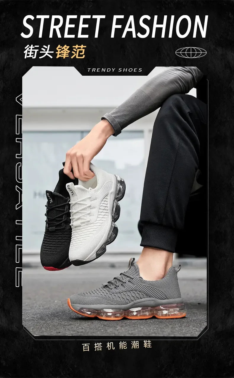 Men's Fashionable Versatile Outdoor Running Shoes Breathable Ultra-light Air Cushion Soft Bottom Sports Shoes Large Size