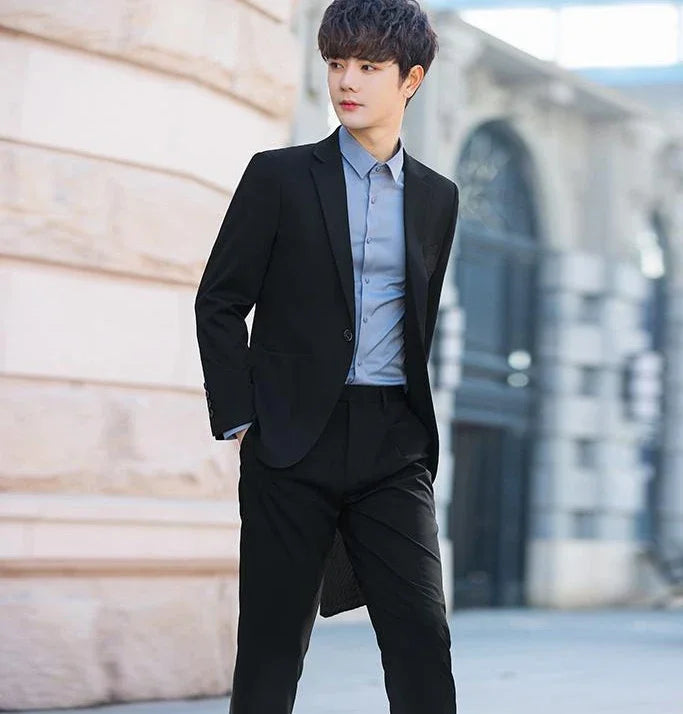 2 Piece Outfit Set Male High Quality 2025 Solid Color Slim Fit Full Men's Suits and Blazers Fashion Pants Luxury Elegant Classic