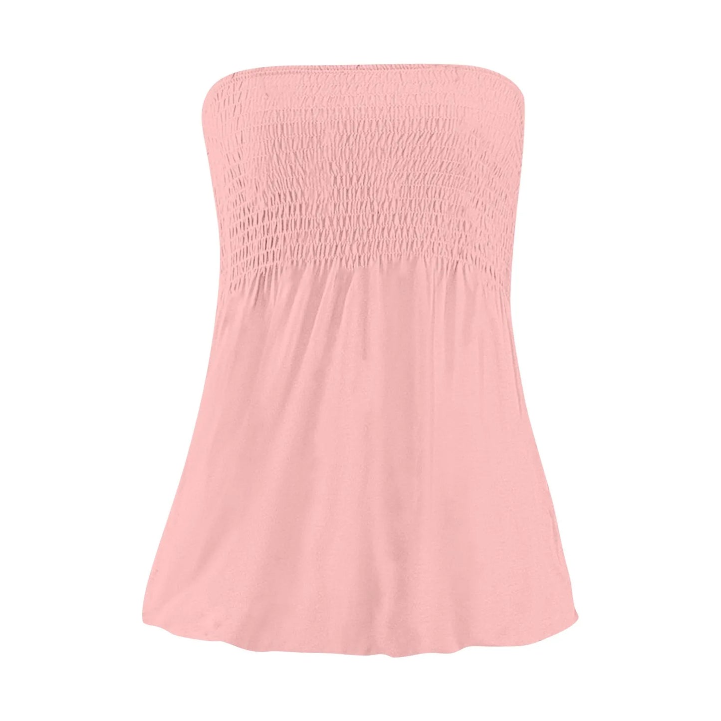 Sexy Streetwear Tops 2024 New Summer Sexy Backless Strapless Beach Top Female Chic Solid Color Korean Style Pleated Tube Top