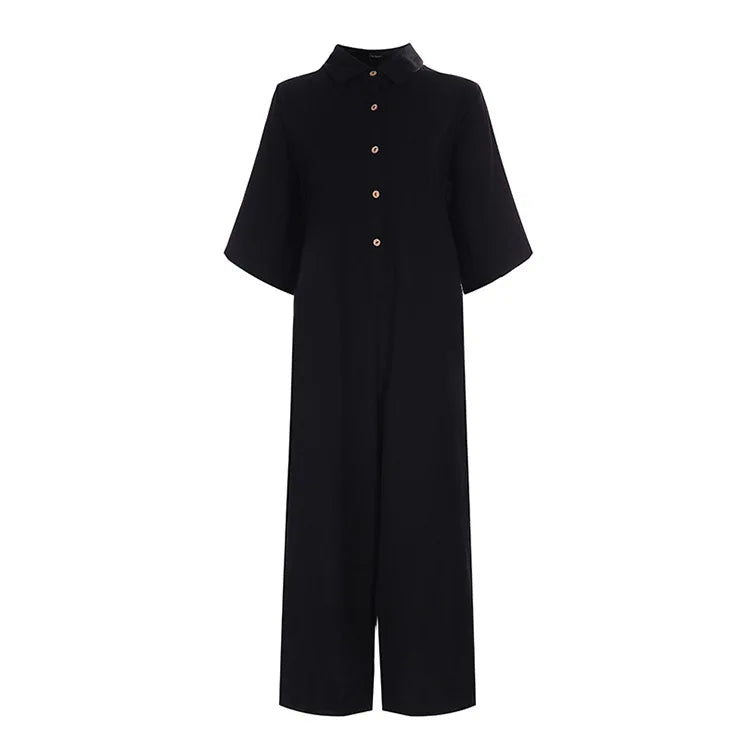 Elegant Autumn Casual Workwear Jumpsuit Cotton And Linen Women's Trousers Spring Autumn Office Lady Loose Jumpsuits Female