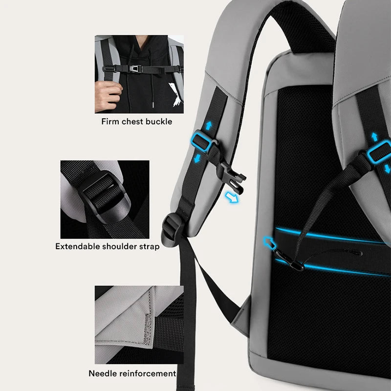 Men's 17.3 Inch Laptop Business Backpack Waterproof Hard Shell Backpack E-sport Gaming Backpack Double Opening 35L Travel Bags