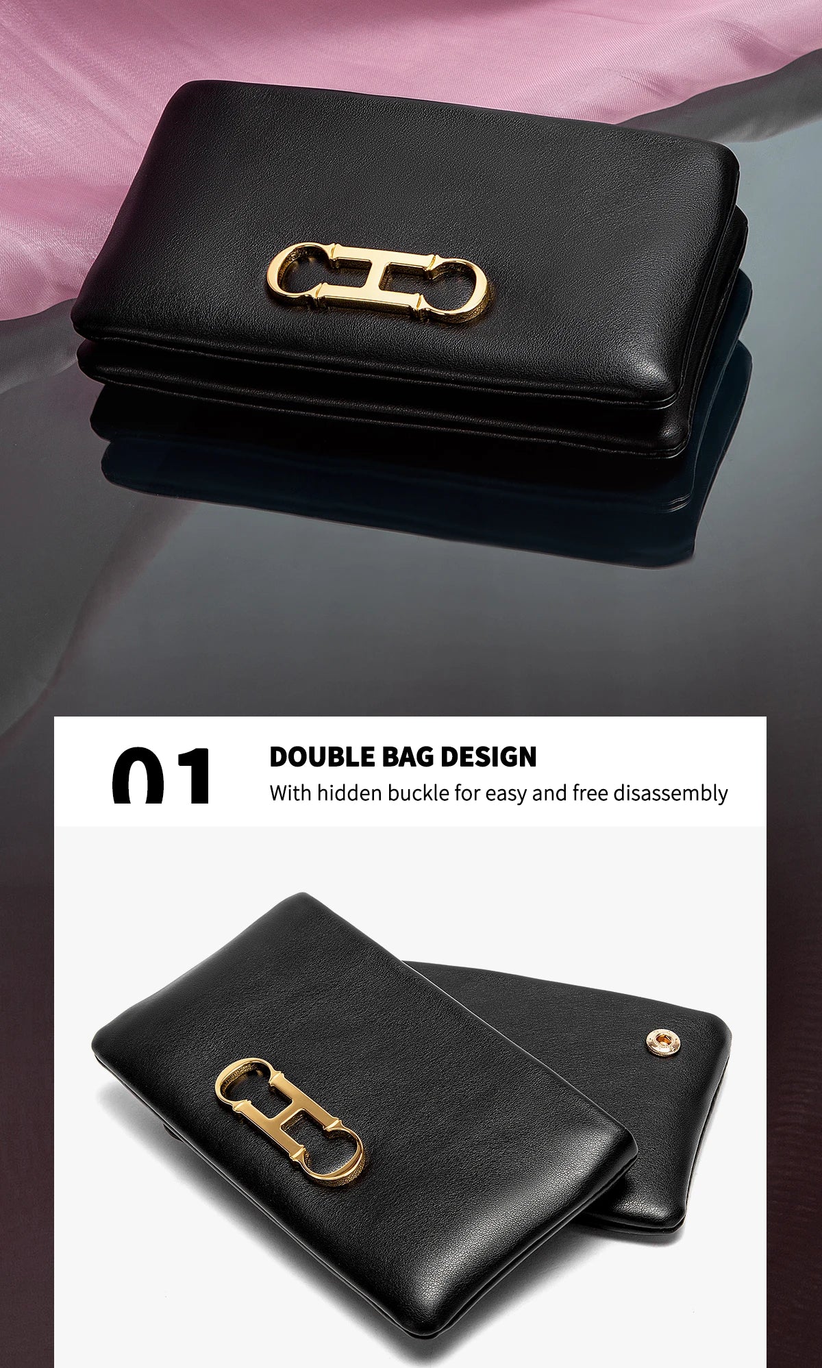 Retro and Versatile Solid-color Fashion New Women's Rectangular Clutch Minimalist Classic Letter-style Cardholder