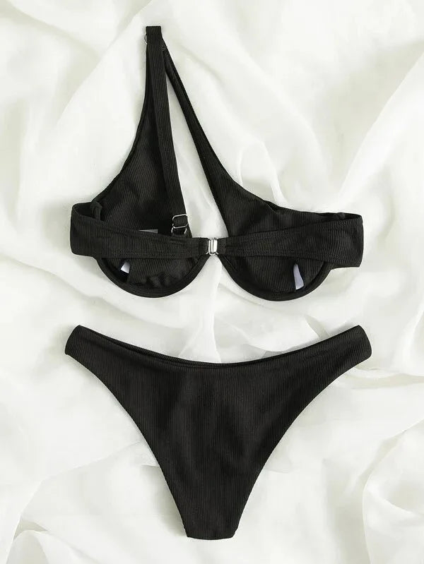 Sexy Bikinis Swimsuits Cut Out Women's Swimwear One Shoulder Biquini High Cut Bathing Suits Push Up Beach Bikini Set