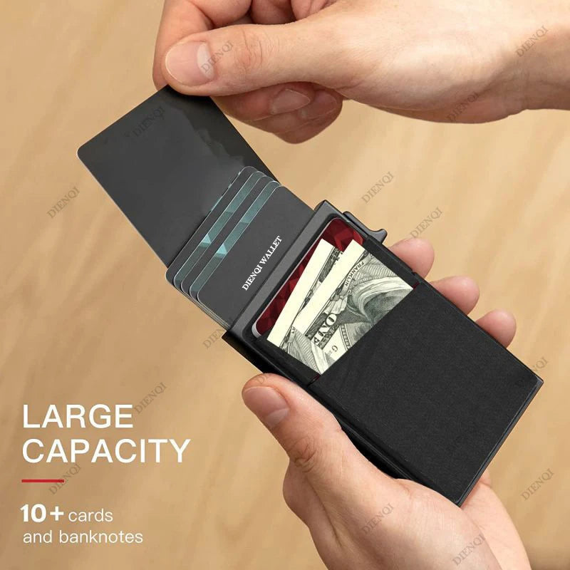 DIENQI Anti-theft Card Protectors Card Holder Minimalist Smart Wallet RFID Protection Aluminum Metal Cardholder Case Porte Carte