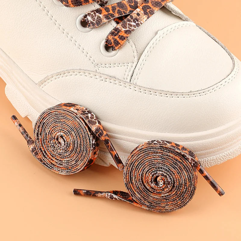 1Pair 80/120/160CM Classic Leopard Patten Print Shoelace Creative Unisex Trainers Canvas Shoe Lace Flat Shoelaces Shoes Strings