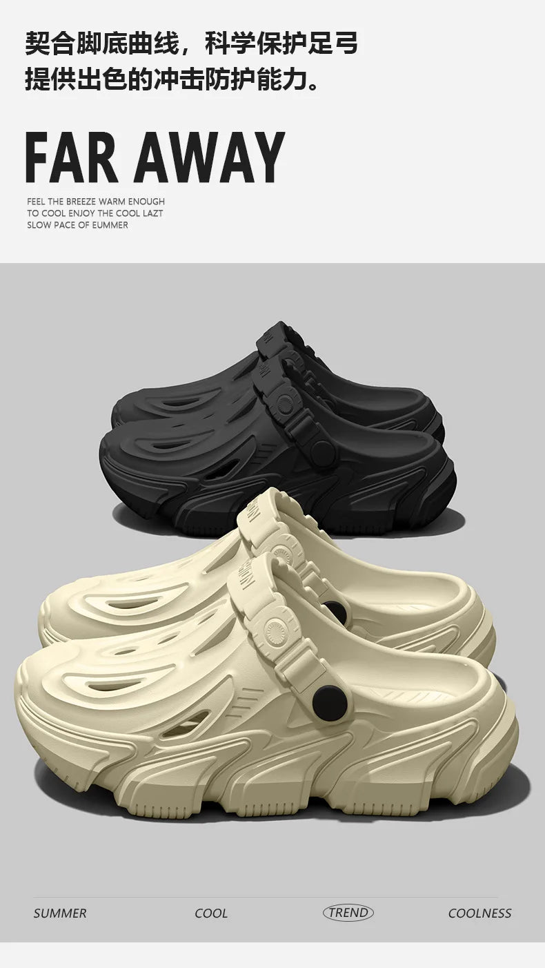 Thick soled perforated shoes for men, 2026 new model for home use, anti slip, wear-resistant, breathable and not tiring