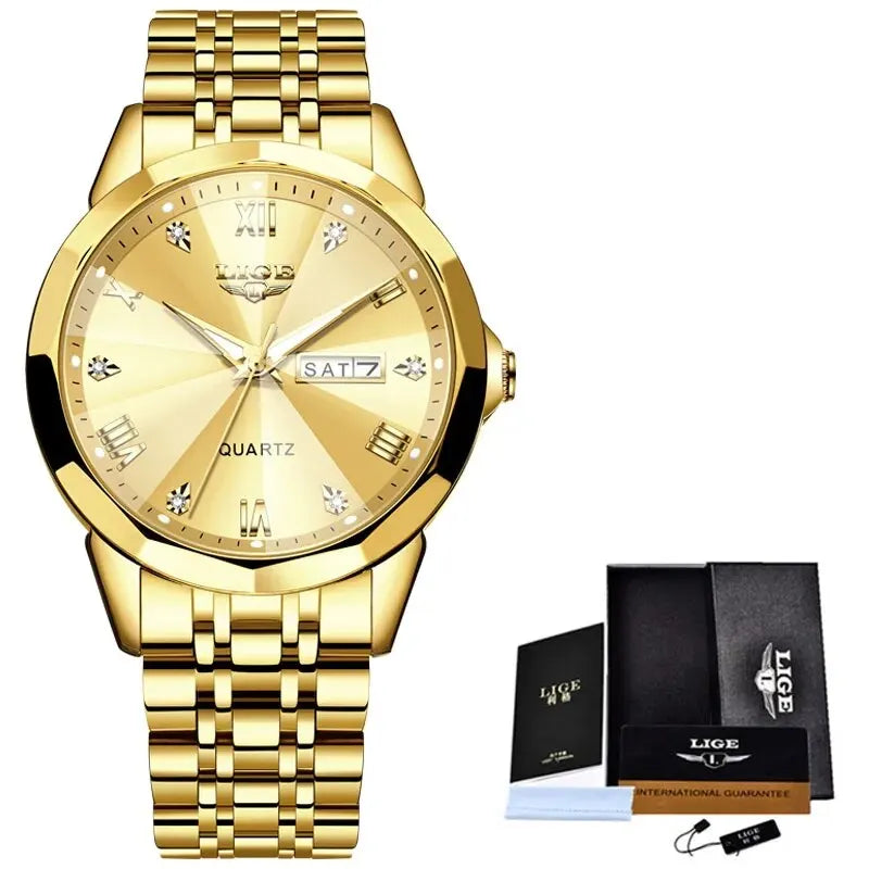 LIGE New Quartz Watch For Men Top Luxury All Steel Design Fashion Business Wristwatch Men Waterproof Watches Man Montre Homme