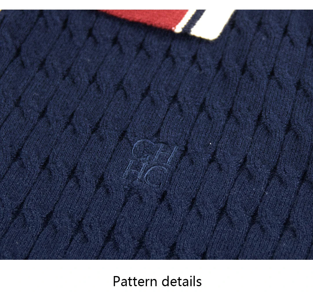 CH Solid Color Embroidered Knit Polo Shirt Women Elegant Short Sleeve Ribbed Trim Office Casual Tops