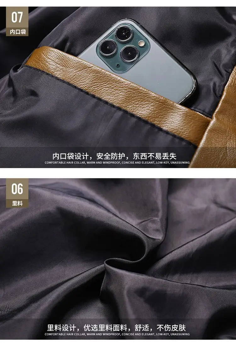 Trendy Casual Loose Jacket for Men with Velvet Thickened Winter with PU Leather Stand Collar