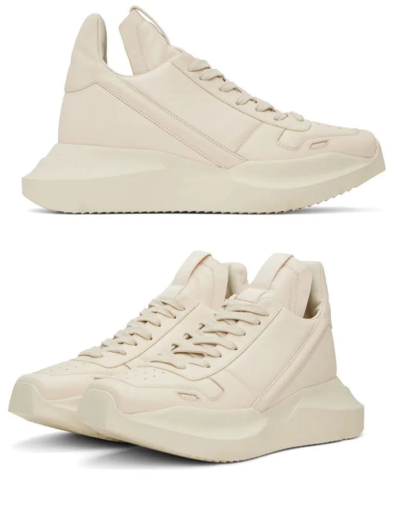 Spring Autumn New British Style Leisure Chunky Bottom Sewing Cross-tied Genuine Leather Men Casual Sneakers Male Board Shoes
