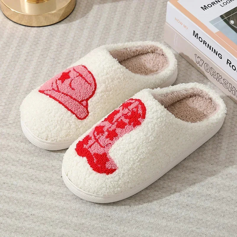 House Fuzzy Slipper Men Male Ghost Face Blue Evil Eye Home Shoes Plush Winter Warm Indoor Floor Non Slip Women Female Halloween