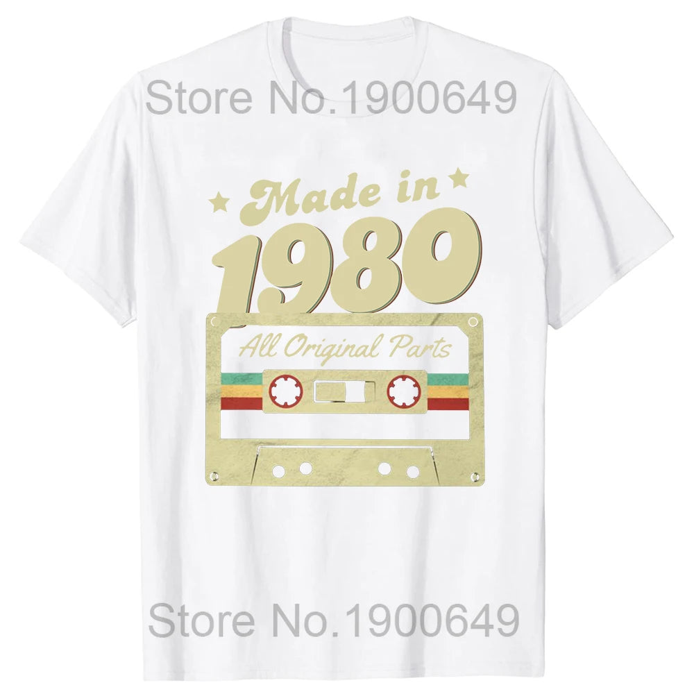 Men's Vintage 44th Birthday T-Shirt Summer 44 Year Classic 1980 Limited Edition Custom Printed Short Sleeve T-Shirt Top Tees