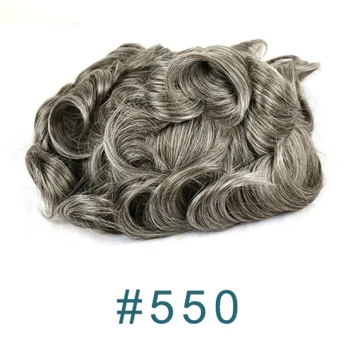 0.02mm Super Ultra Thin Skin 80% Density Natural Hairline Men Toupee Blonde Brown Grey Human Hair Undetected Capillary Prosthesi