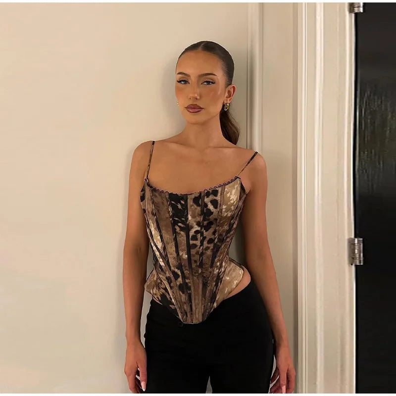 Sexy Satin Fish-bone Corset Women Slim Sleeveless Waist-cinching Spaghetti Strap Tank Tops 2026 New Ladies Spring Summer Outwear