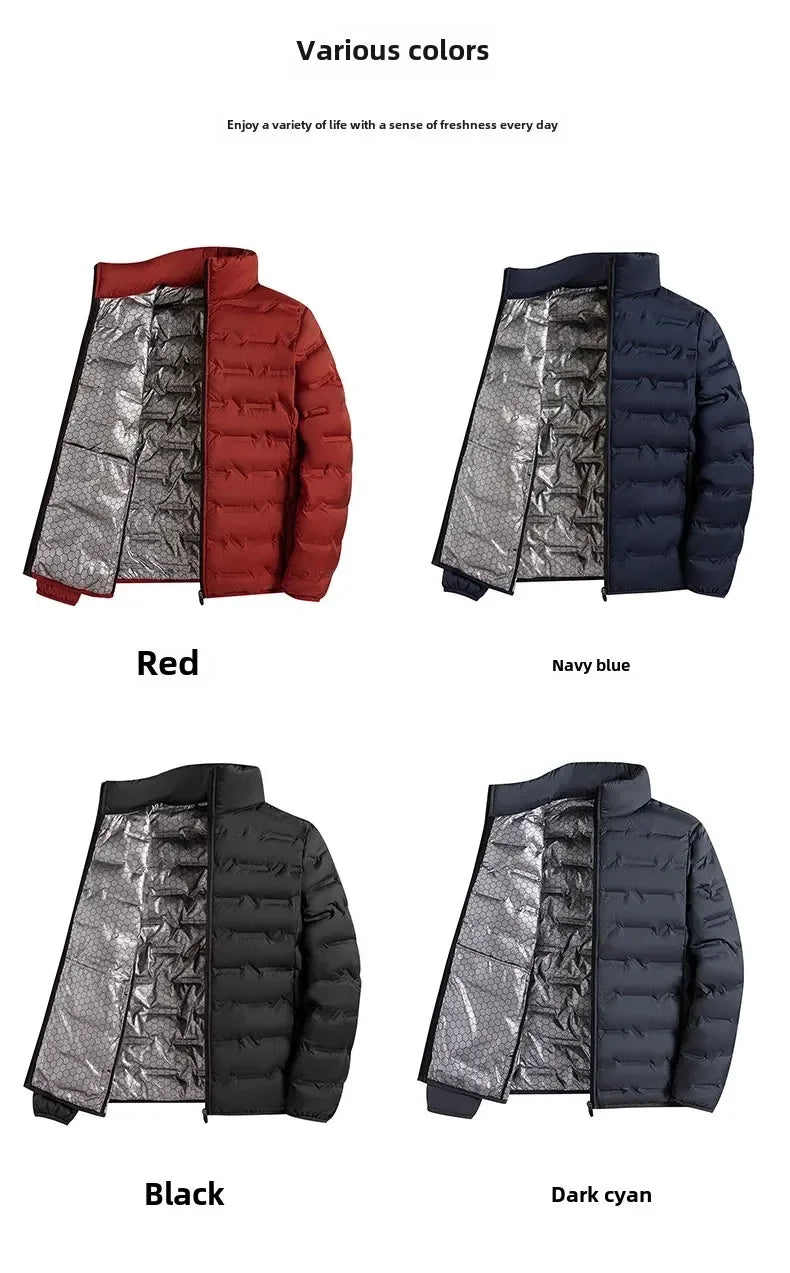 CHUJIE Winter white down jacket men's graphene self heating windproof pleated down jacket stand collar casual warm down jacket