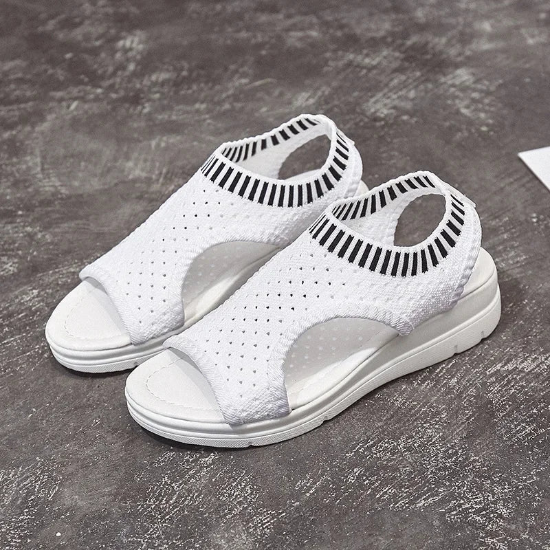 Sandals women summer  new open toed flat Roman women sandals flying woven hollow platform sports sandals flat sandals2021