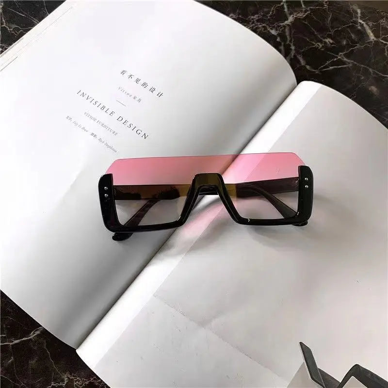 Vintage Sunglasses Women Men Half Frame Square Sun Glasses Female Retro Sunglasses ﻿for Male Eyewear Eye Glasses Sunglasses BAZAARHUBO