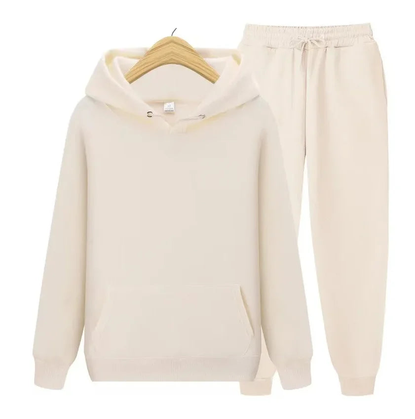 2026 men's autumn and winter casual two-piece hooded sweatshirt and pocket pants regular fit outdoor sports set BAZAARHUBO