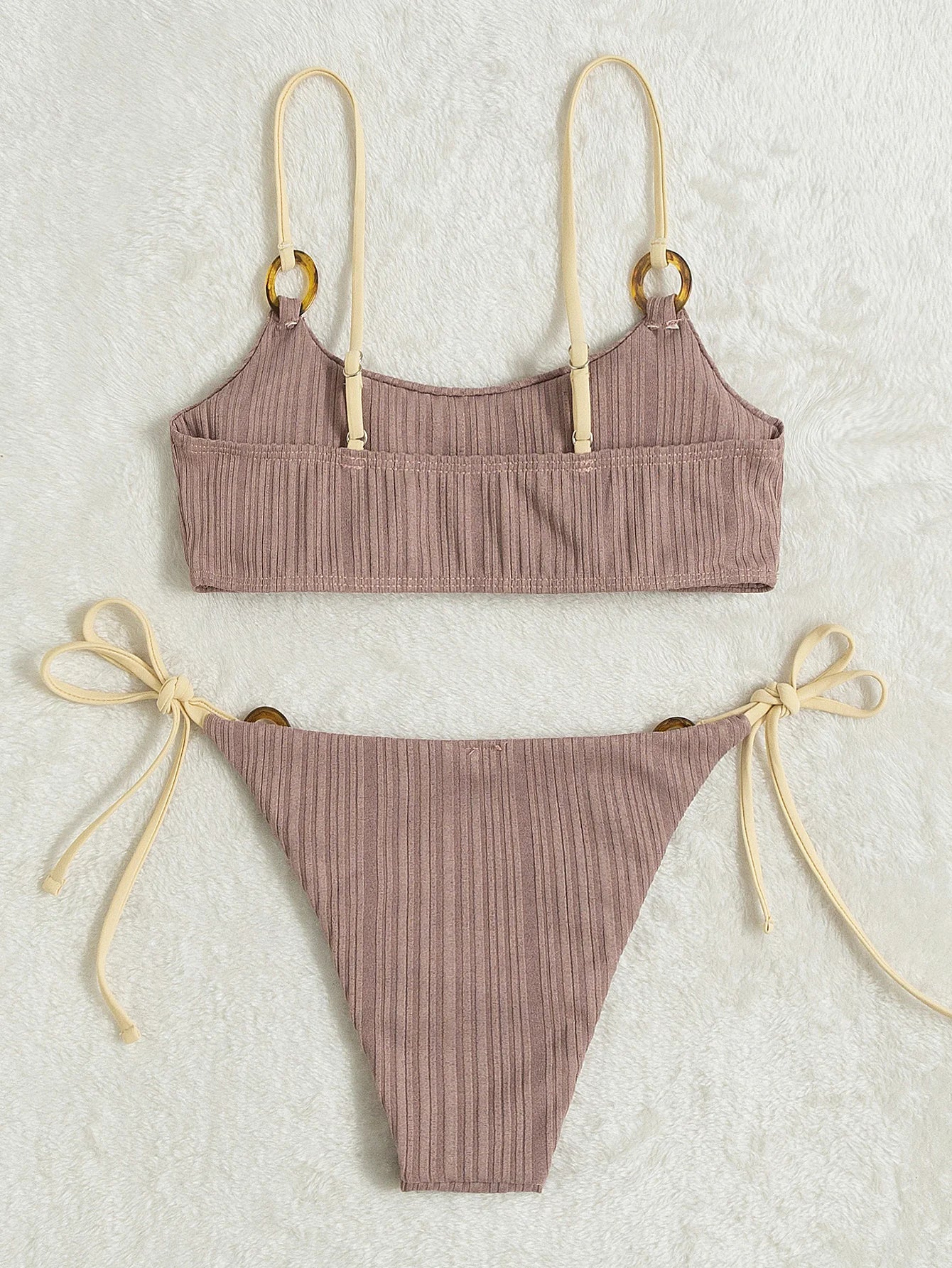 Sexy Ribbed Bikini for Women, Push Up Swimwear, Female Bikinis Set, Beachwear with Straps, Brazilian Bathing Suits, Swimsuits