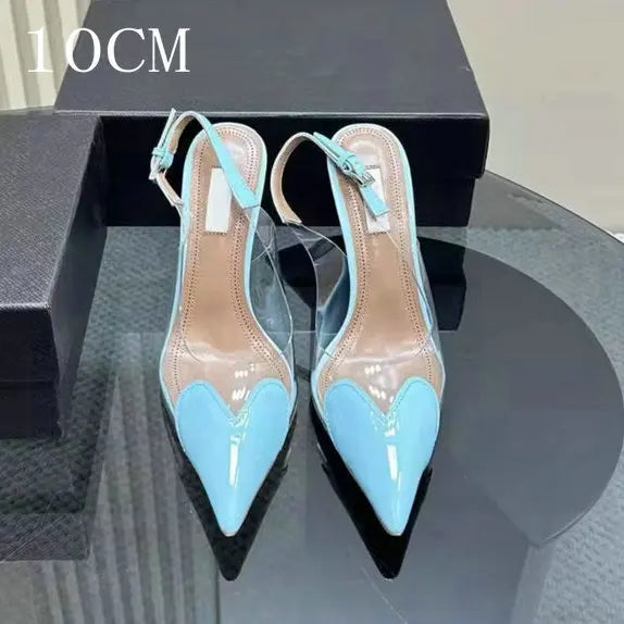 2025 New PVC European Style High Heels Women'S Summer Pointed Toe Runway Sandals Party Shoes