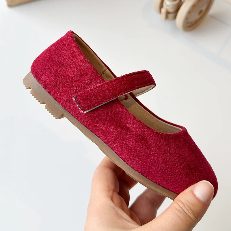 Spring Girl's Casual Shoes Round Toe Hook-loop Shallow Chic Kid's Flat Shoe Solid Colors Anti-slip Daily All-match Children Shoe