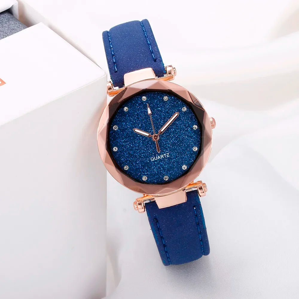 Ladies Rose Gold Quartz Watch Female Belt Watch Fashion Korean Rhinestone Ladies Business Rose Gold Watch Women ساعة رياضي