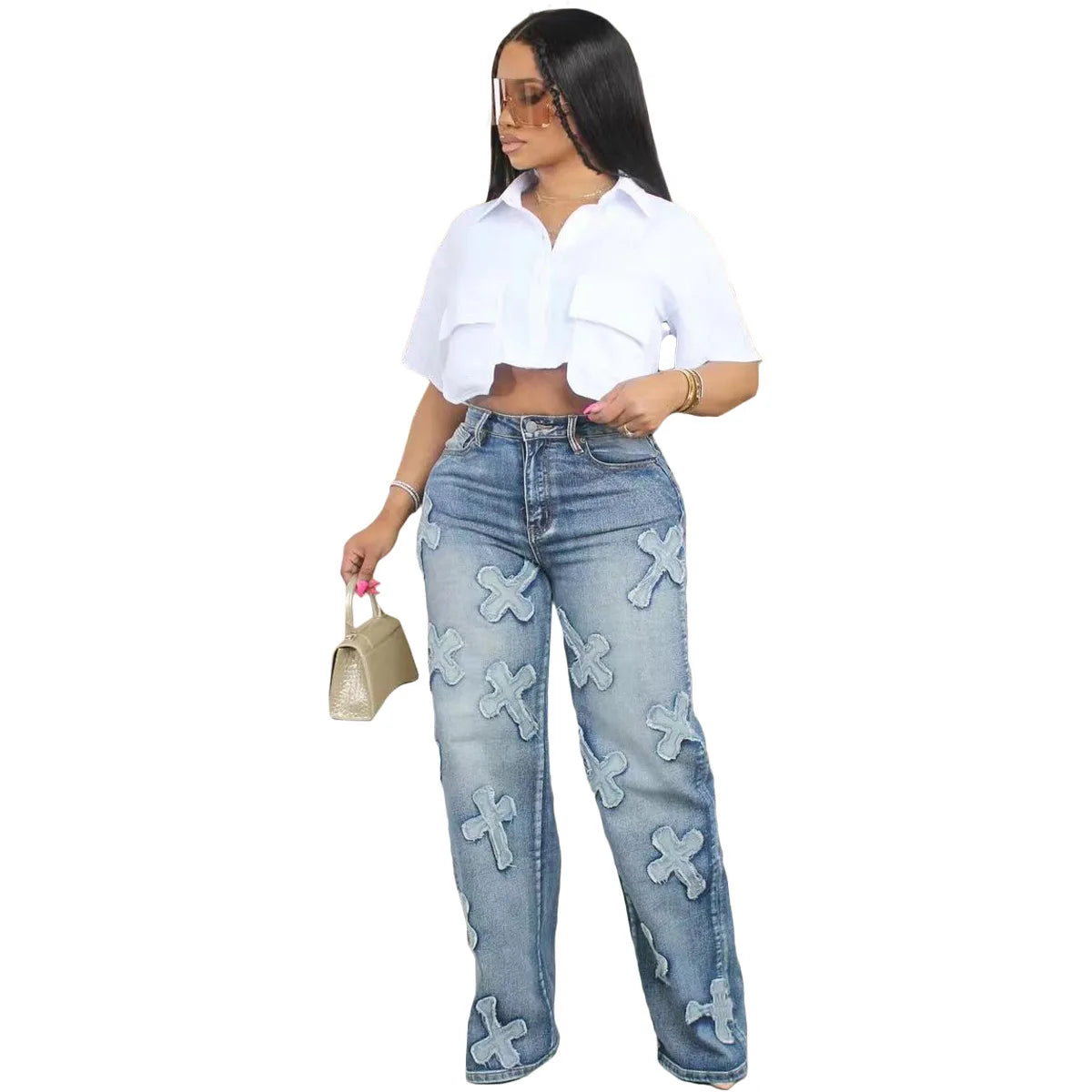 CM.YAYA Summer Street Women Shirts Fashion Single Breasted Pocket Front Irregular Short Sleeve Mini Blouse Holiday Shirt Tops