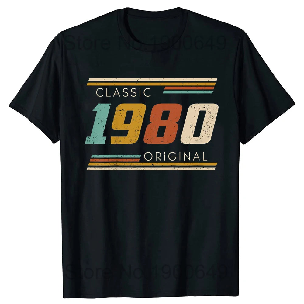 Men's Vintage 44th Birthday T-Shirt Summer 44 Year Classic 1980 Limited Edition Custom Printed Short Sleeve T-Shirt Top Tees