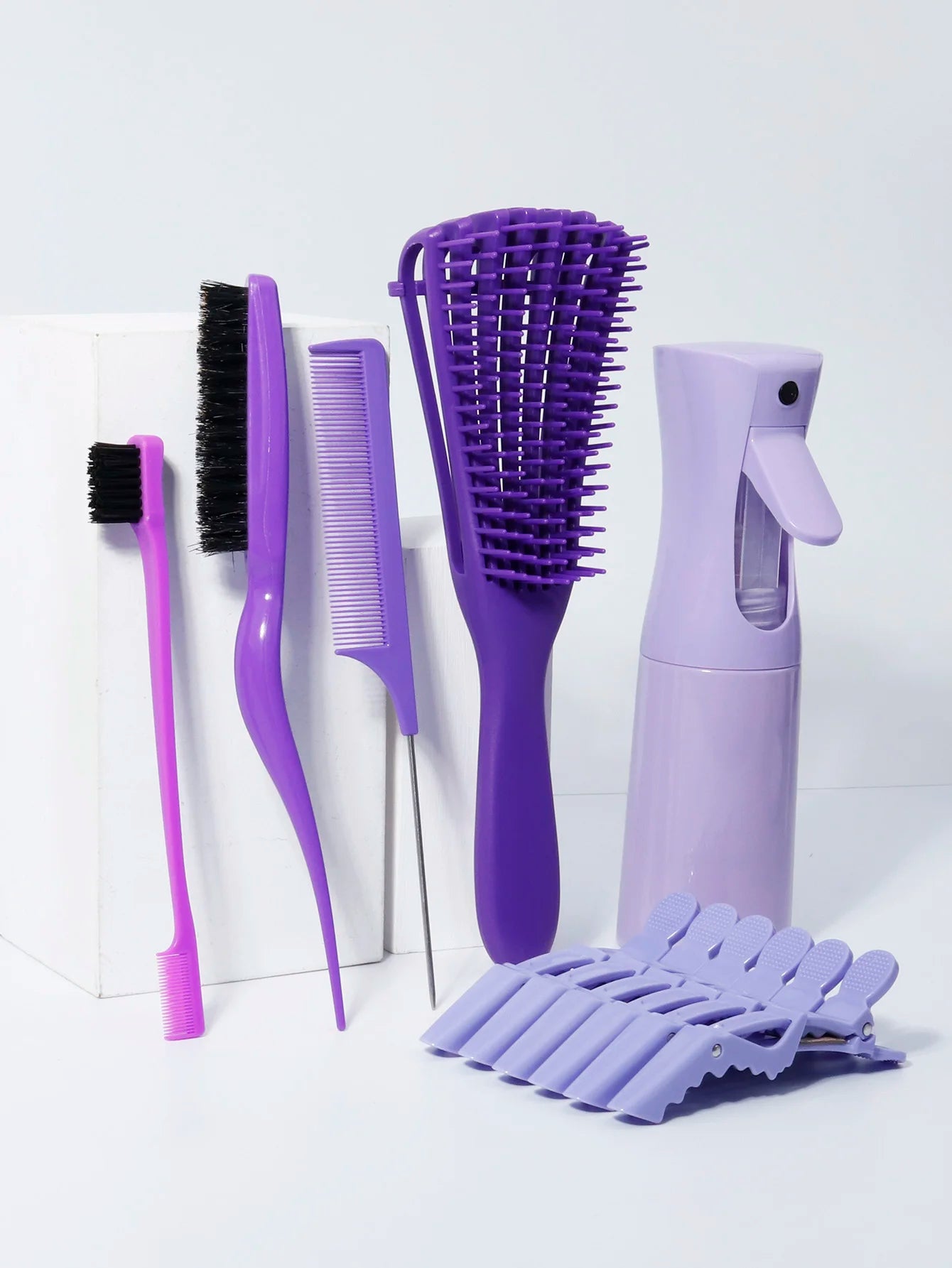 11pcs hair brush set steel needle tail comb hair spray bottle control hair brush 6 fixed hair clips Special for real hair wigs