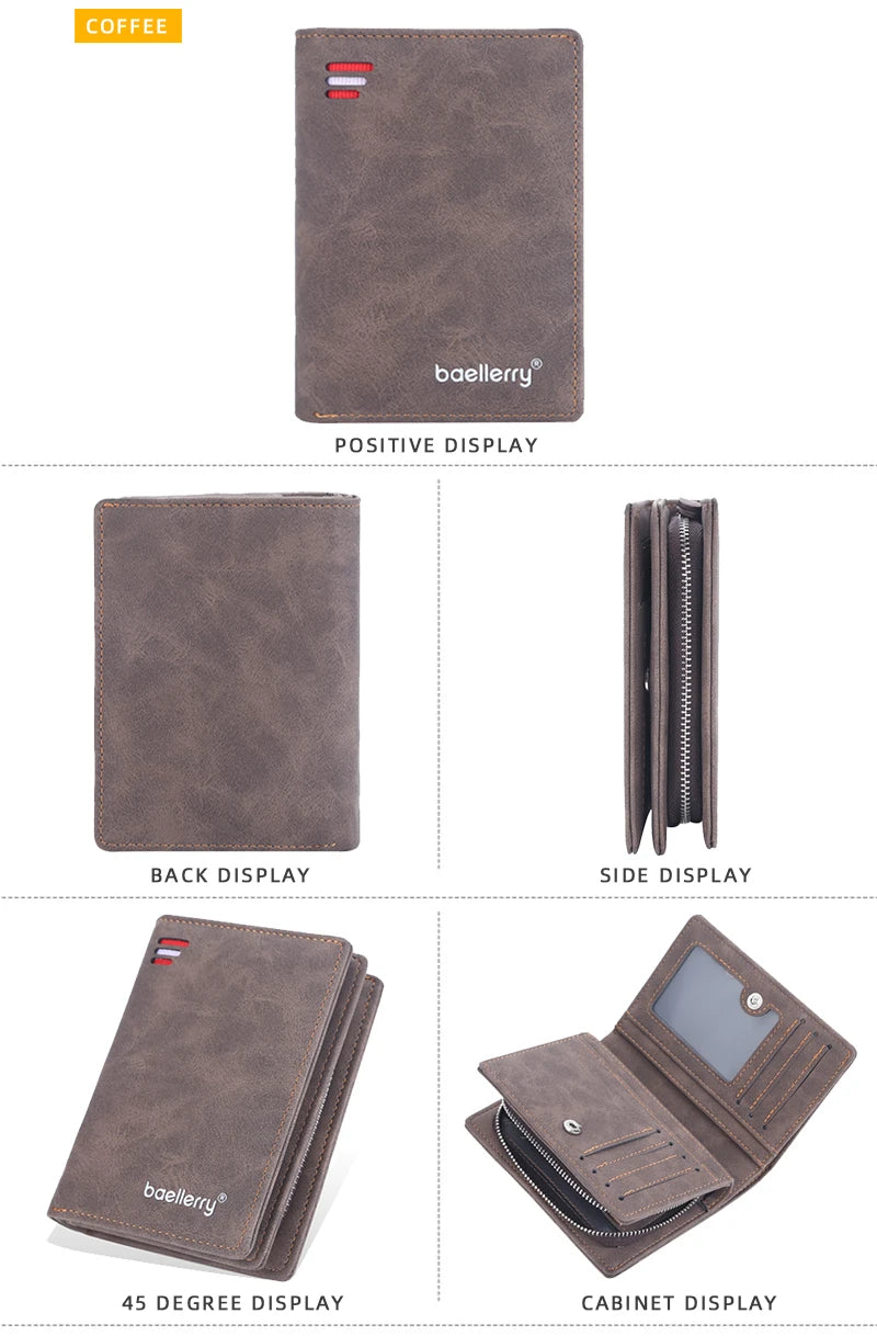 Baellerry New Men Wallets High Quality Brand Card Holder Short Male Purses Zipper Coin Pocket Large Capacity Men's Wallet