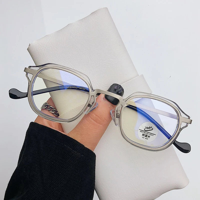 Blue Light Computer Glasses Men TR90 Metal Round Frame Myopia Glasses Women Vintage Optical Nearsighted Eyeglasses 0 To -600 BAZAARHUBO
