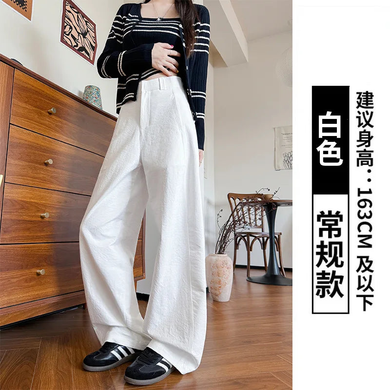 Suit Pants for Women Spring and Summer New Style Loose Slimming High-waisted Wide-leg Pants Casual Small American Scimitar Pants