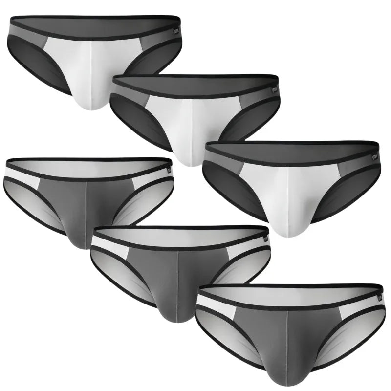 6Pack Mens Bikini Thin Ice Silk Breathable Men Briefs U Convex Low Waist Sexy Men Underwear