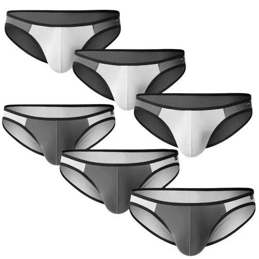 6Pack Mens Bikini Thin Ice Silk Breathable Men Briefs U Convex Low Waist Sexy Men Underwear