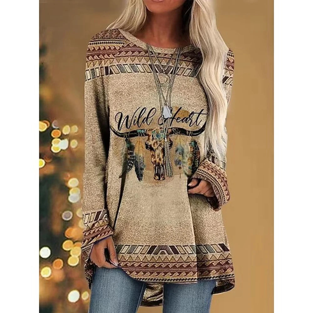 Women's T Shirt Wolf 3d Print T-shirt Women Fashion Animal T-shirts Casual Long Sleeve Tops Tees Vintage Tshirt Loose Tees Owl