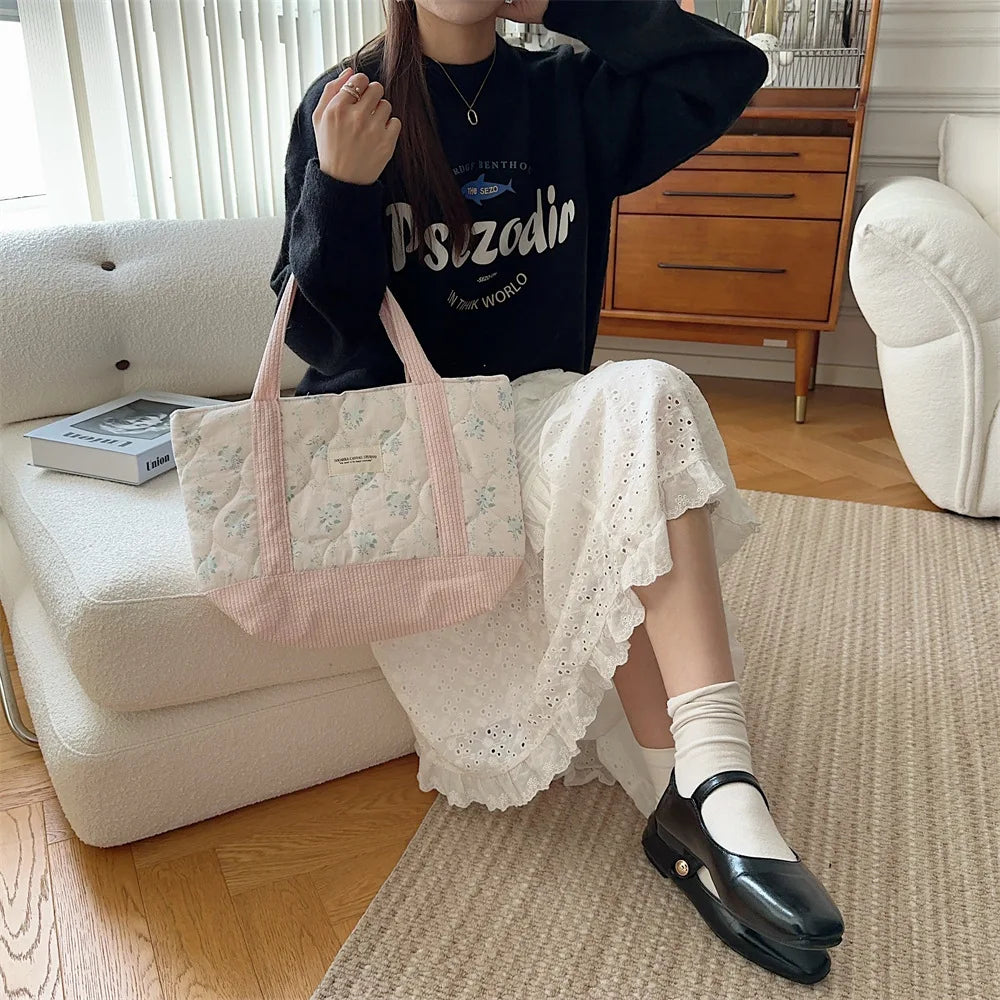 Sweet Floral Women's Bento Handbags Retro Patchwork Ladies Tote Shoulder Bags Retro Flower Female Storage Shopper Bag Purse