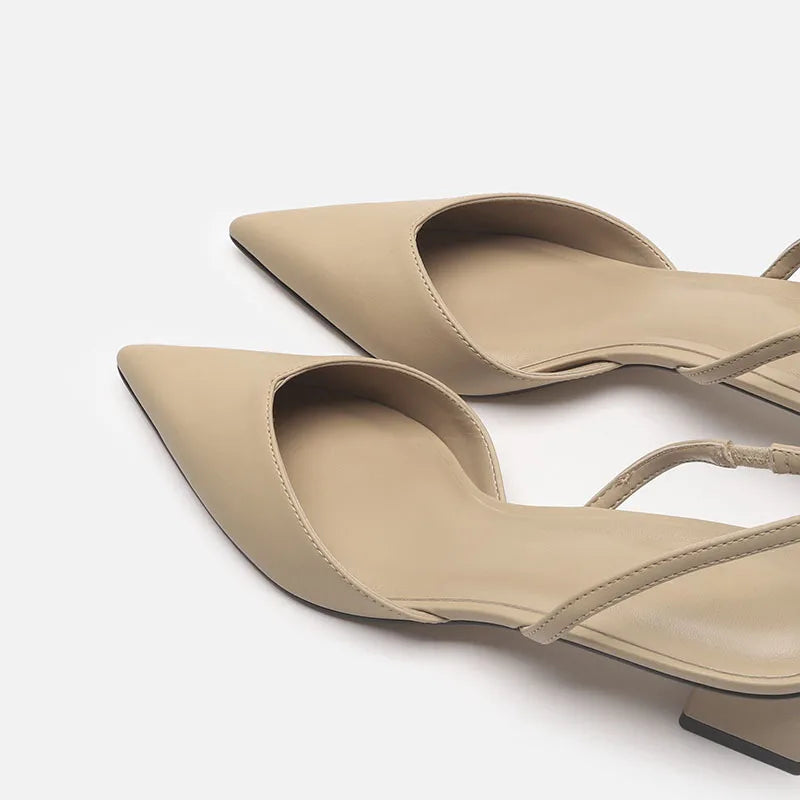 Baotou Sandals Women's 2025 New Summer Simple Pointed Square Heel Sandals Women's High Heels Thin Strap Fashion Single Shoes