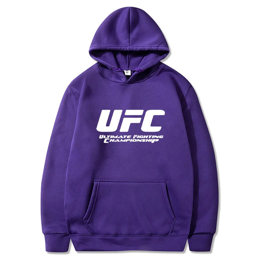 2026 New UFC Men's Hooded Sweatshirt Autumn Winter Polar Print Casual Sports Hooded Sweat BAZAARHUBO
