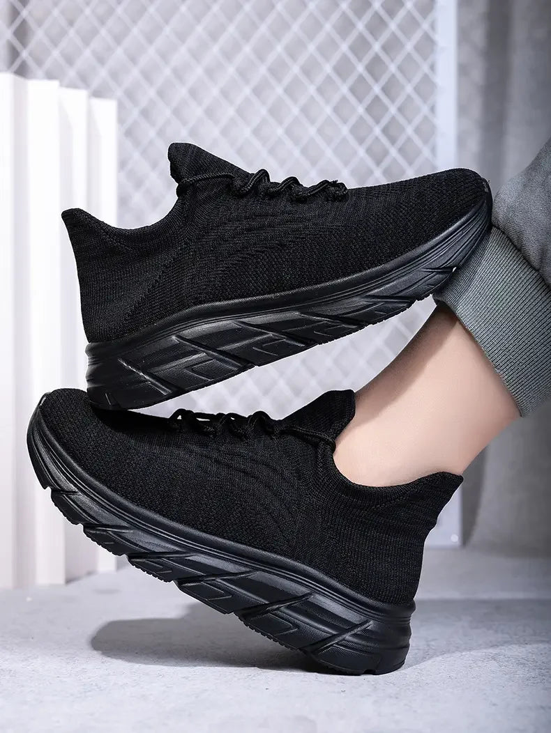Men's Gray Running Shoes - Breathable Mesh Lace Cushioned Flat Boots Lightweight Sports Training Shoes Casual Style Design Shoes
