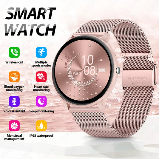 LIGE Women's SmartWatch Blood Oxygen Monitor Sports Fitness Tracker Bluetooth Call Al Voice Assistant Watches For Android IOS