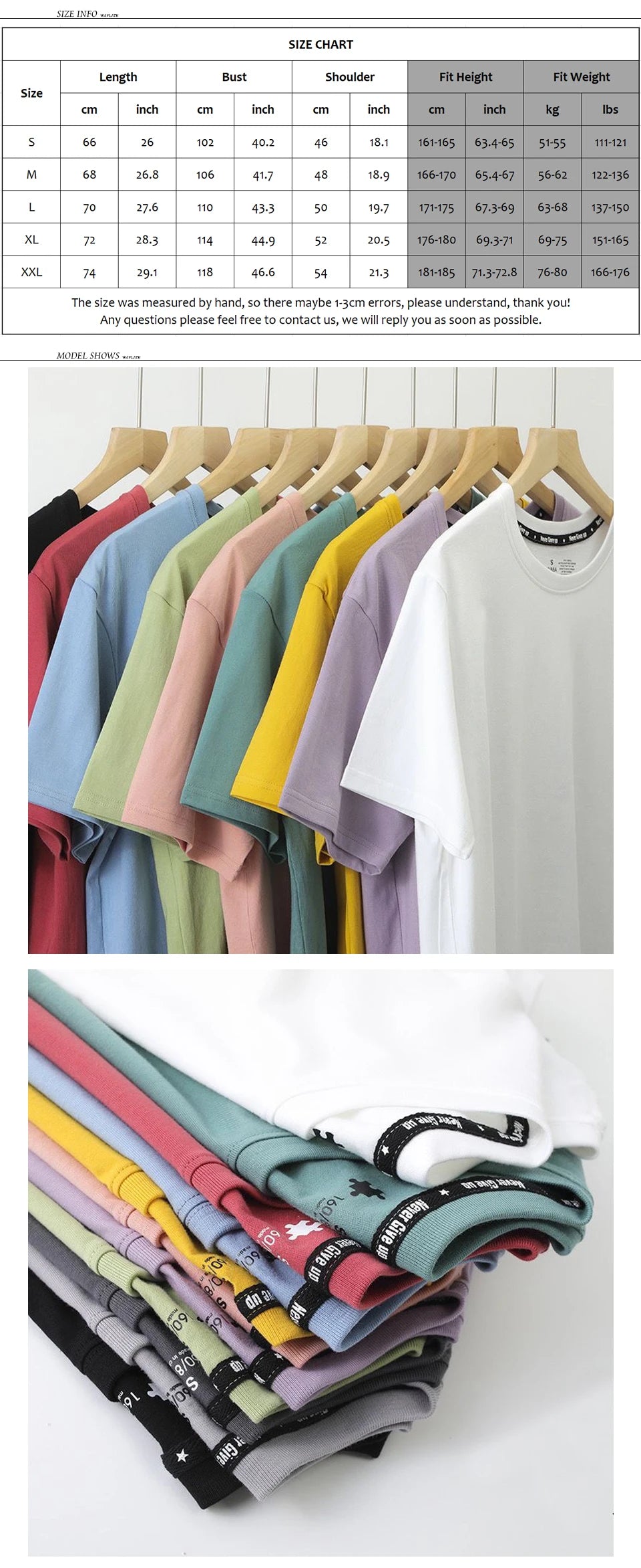 WAVLATII Women New Cotton T shirts Female 210 GSM Purple Solid Fashion Casual Oversized Short Sleeve Tees Tops for Summer WT2470