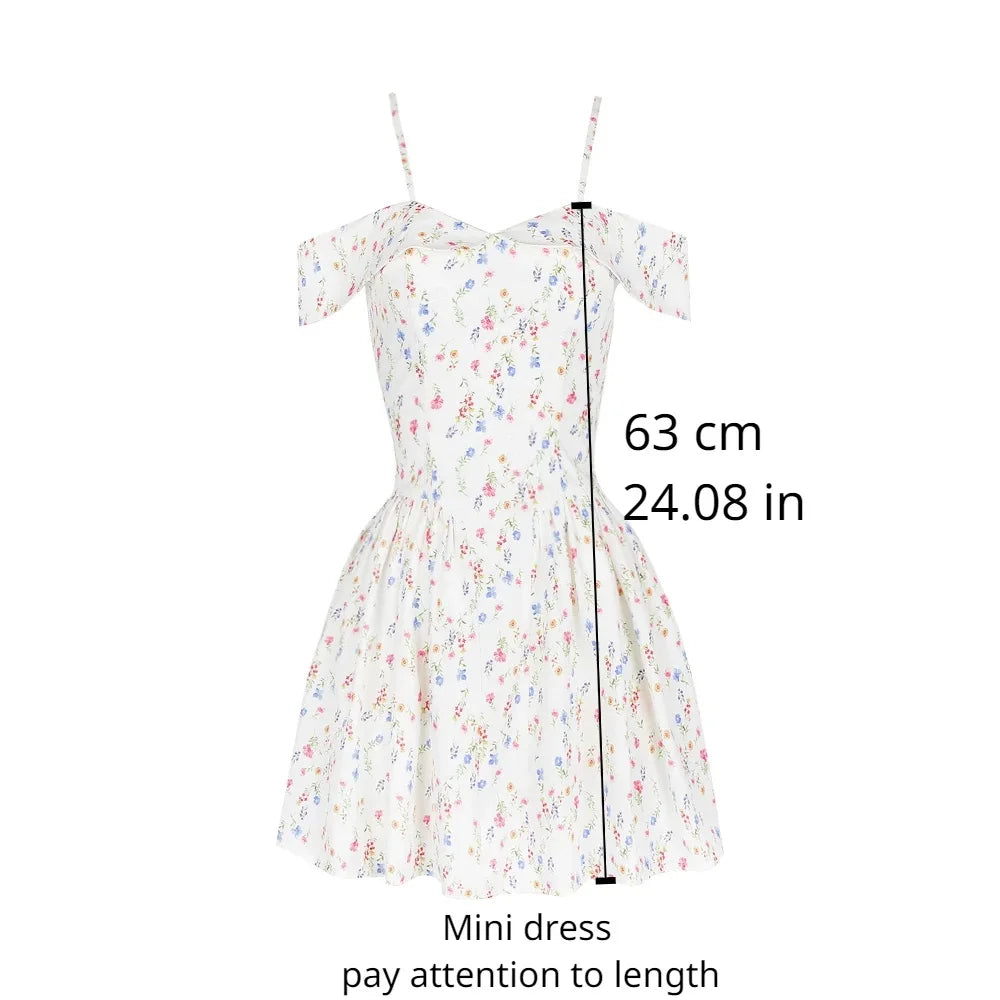 Mingmingxi Fashion Summer Dresses 2024 Floral Print Party Dresses Off The Shoulder Holiday Dress Elegant  A Line Women Clothing