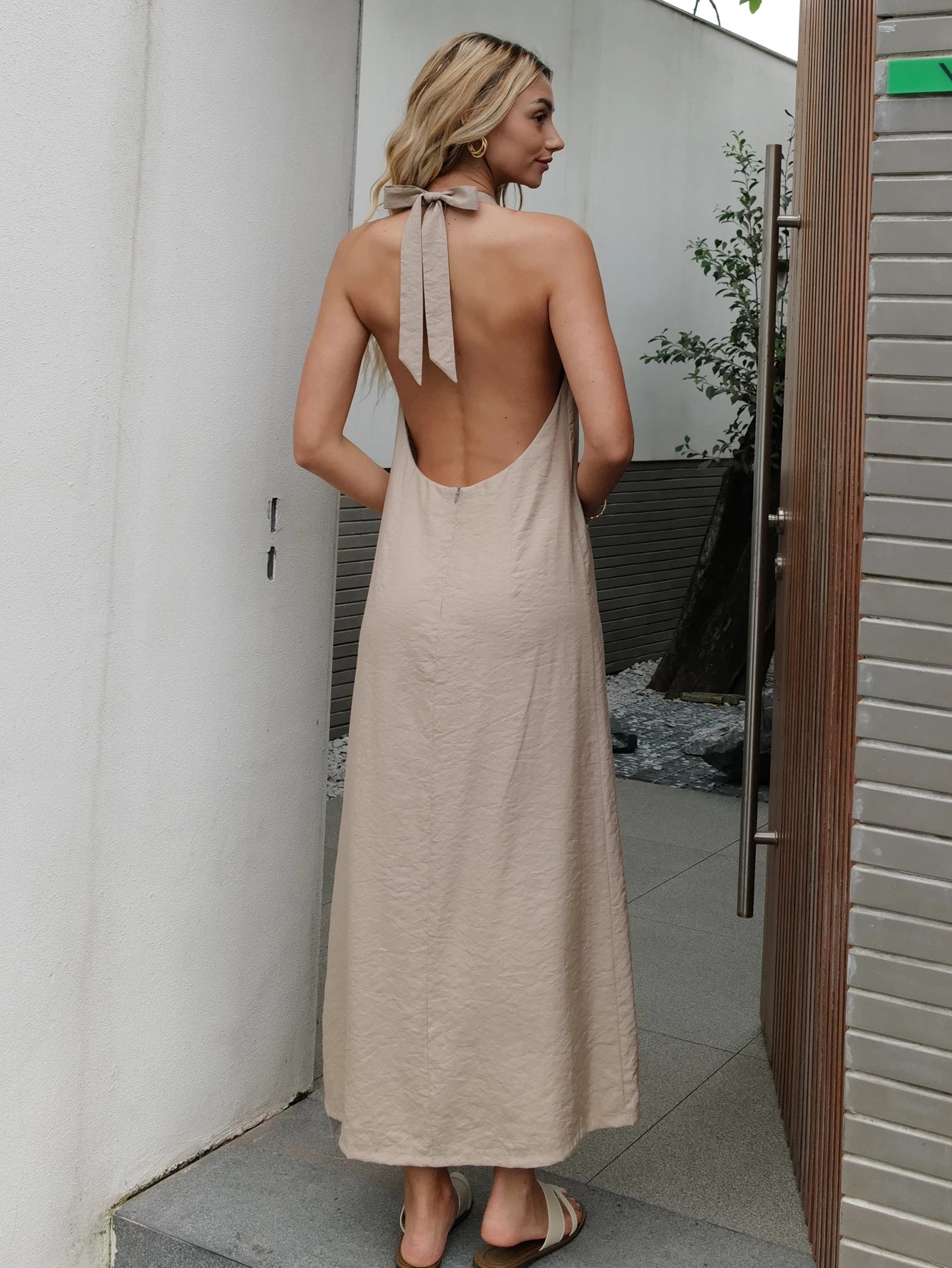 Kaleirda Summer Women Backless Elegant Ankle Length Dress Polyester