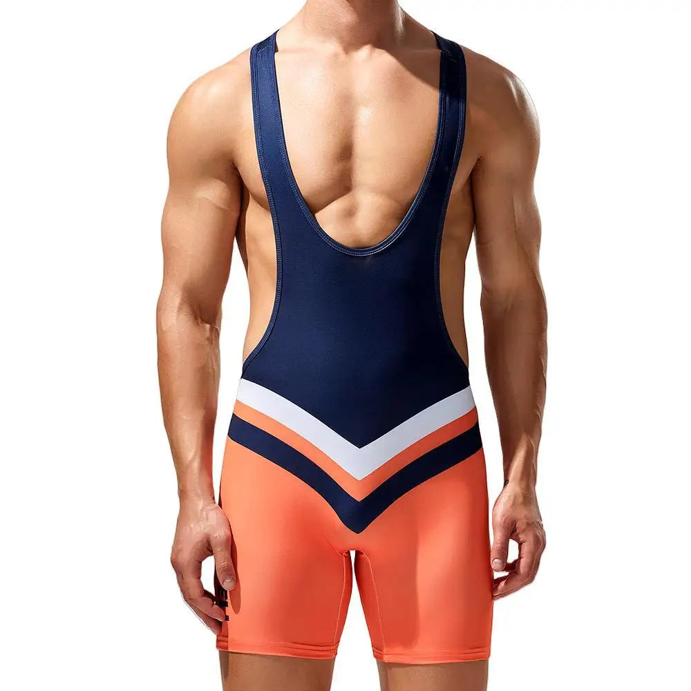 Men Undershirts Vest Bodysuit Wrestling Singlet Bodybuilding Jumpsuit Shorts Gym Fitness Workout Sport Tanks