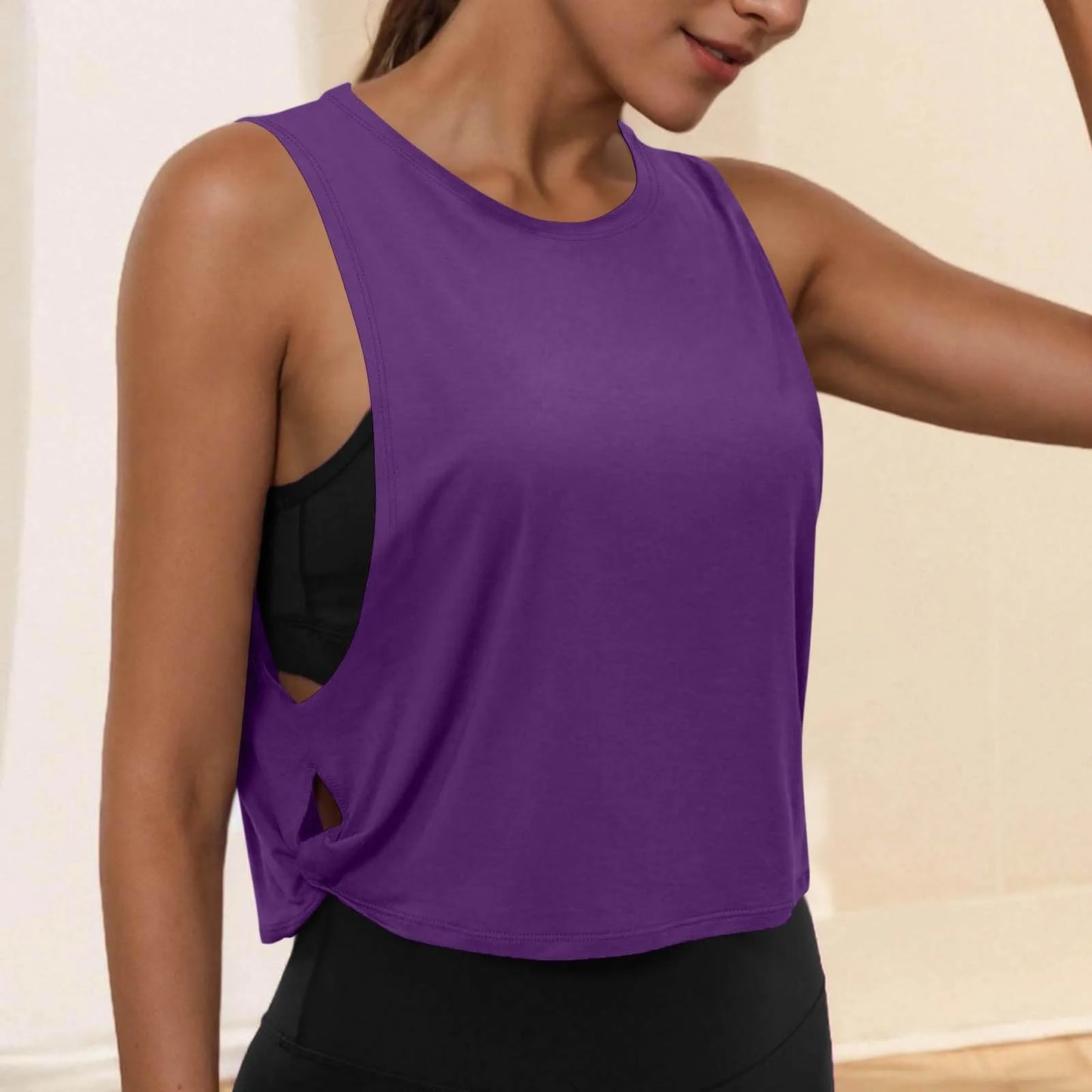 Women Sleeveless Yoga Top Breathable Gym Vest Tank Crop Top Running Tee