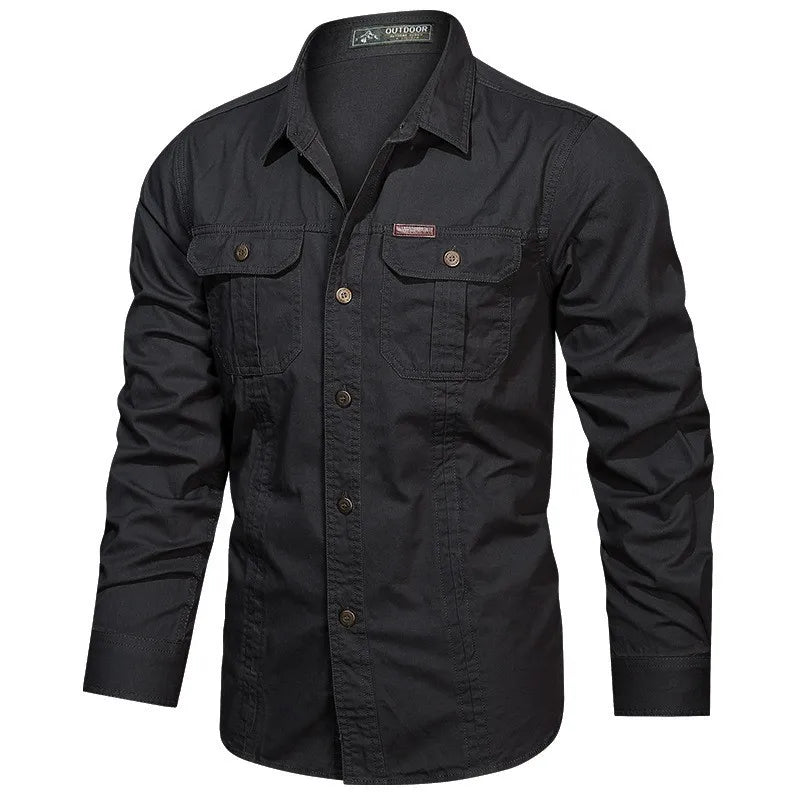 New Men's Casual Shirt 5XL Male Overshirt 2025 Military Cotton Long Sleeve Shirts Men Brand Clothing High Quality Blouse