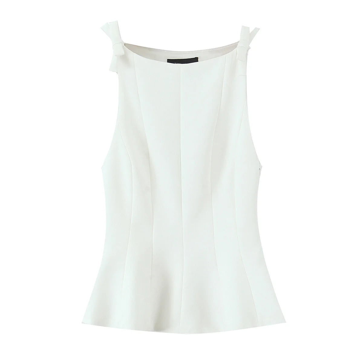 HH Female Summer Streetwear Style Sexy Top O-Neck Solid Sleeveless Bow Decorate Zipper Women's New Fashion Tops 2 Color